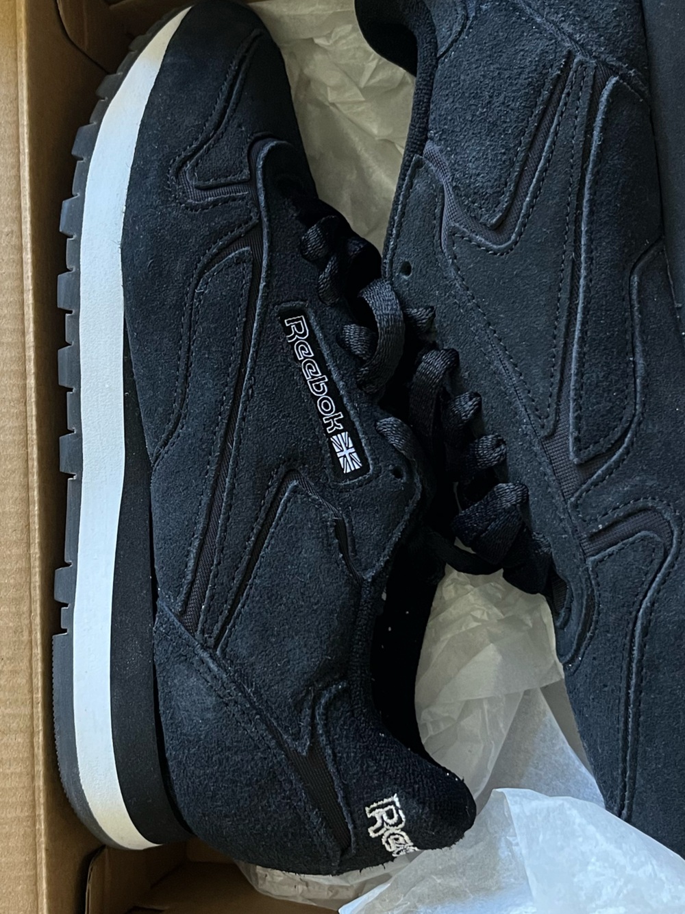 Reebok Classic Leather Classic Nylon Black Unisex Casual Shoes NEW in Box